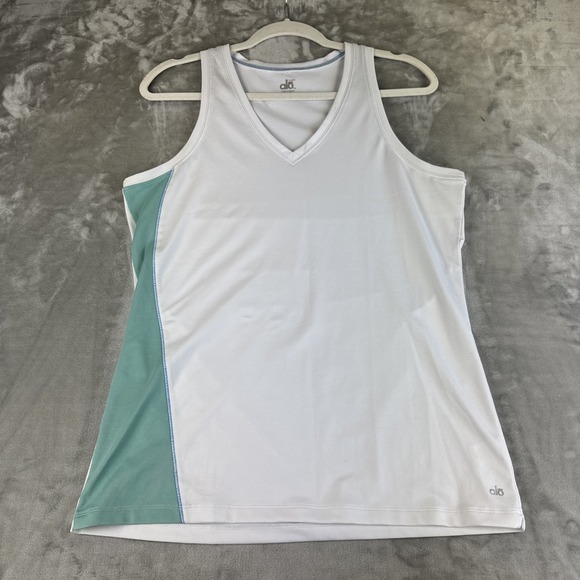 ALO Yoga Tops - Alo Yoga CoolFit Tank Top Women's Large White Aqua V-neck Racerback Gym (1284)